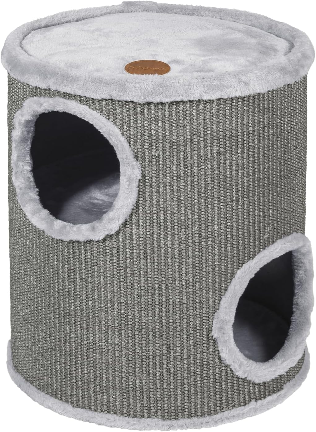 Stilvolle Kratztonne für Katzen mit 2 Höhlen, Grijs Ø36 x 50 cm