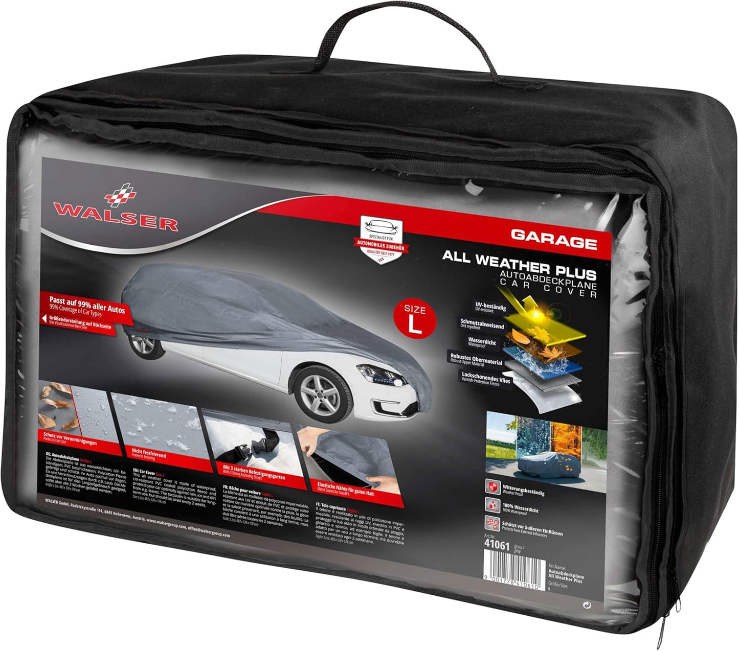 Abdeckplane Auto All Weather Plus, Autoplane Vollgarage Grösse 2 PKW grau, Grösse 2: PKW 430 - max. 482 cm Länge Anthrazit