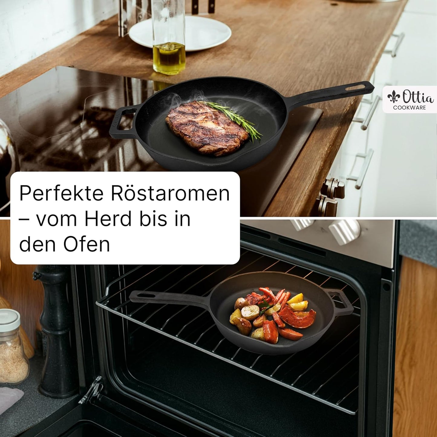 Gusseisenpfanne 28cm robust und widerstandsfähig, 28cm ohne Zubehör