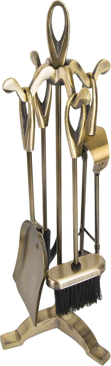 5-teiliges Retro Kaminbesteck-Set mit Ständer