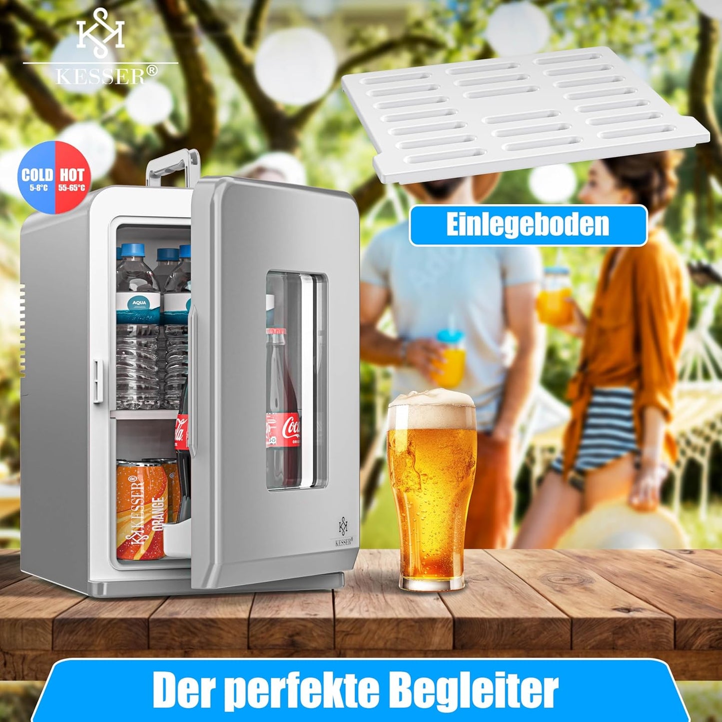 2in1 Mini Kühlschrank mit Kühl- und Heizfunktion, 15L Dunkelgrau