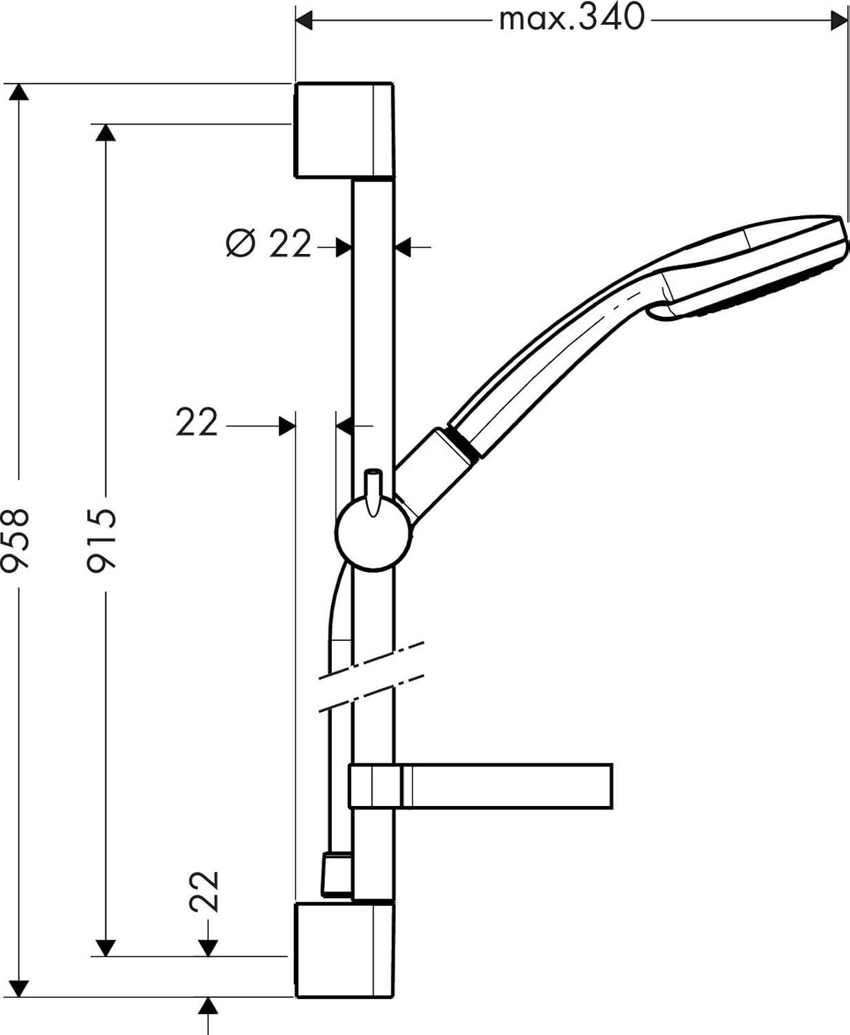 Croma 100 Duschset Multi mit Duschstange 90 cm und Seifenschale, Chrom 0,90m Set 3 Strahlarten