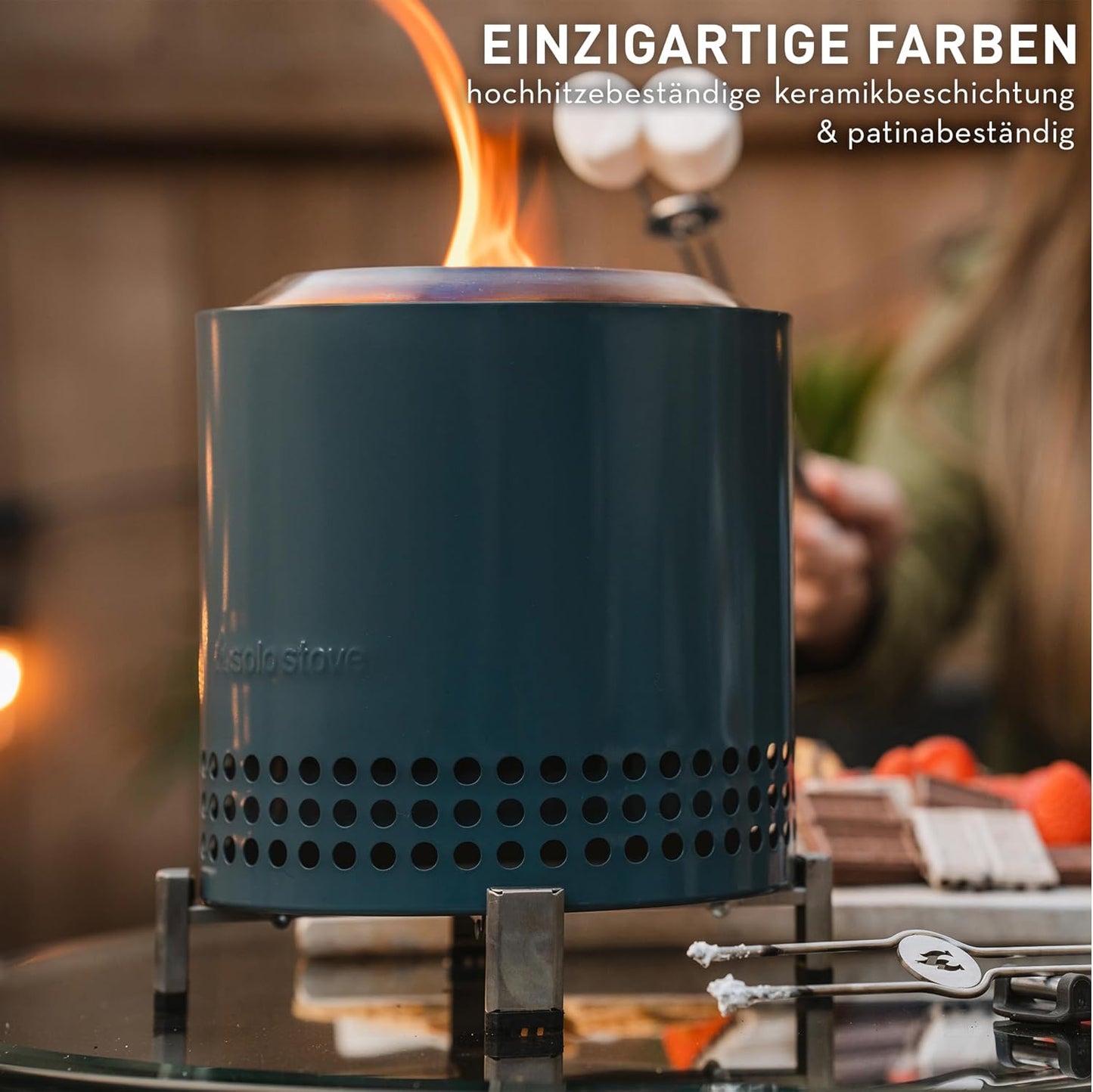 Raucharmer Tischkamin für Outdoor, Mesa|Tief Olive