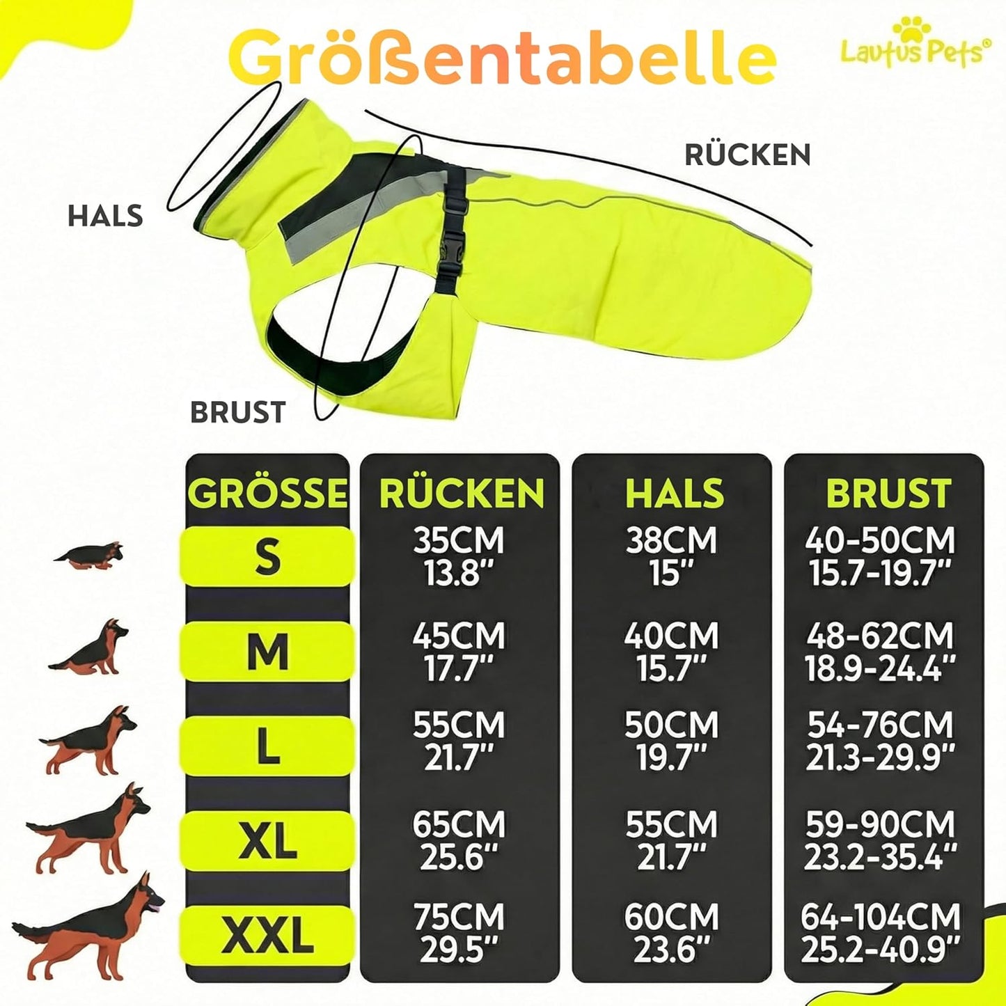 Wasserdichter Hunderegenmantel, Gelb 2XL