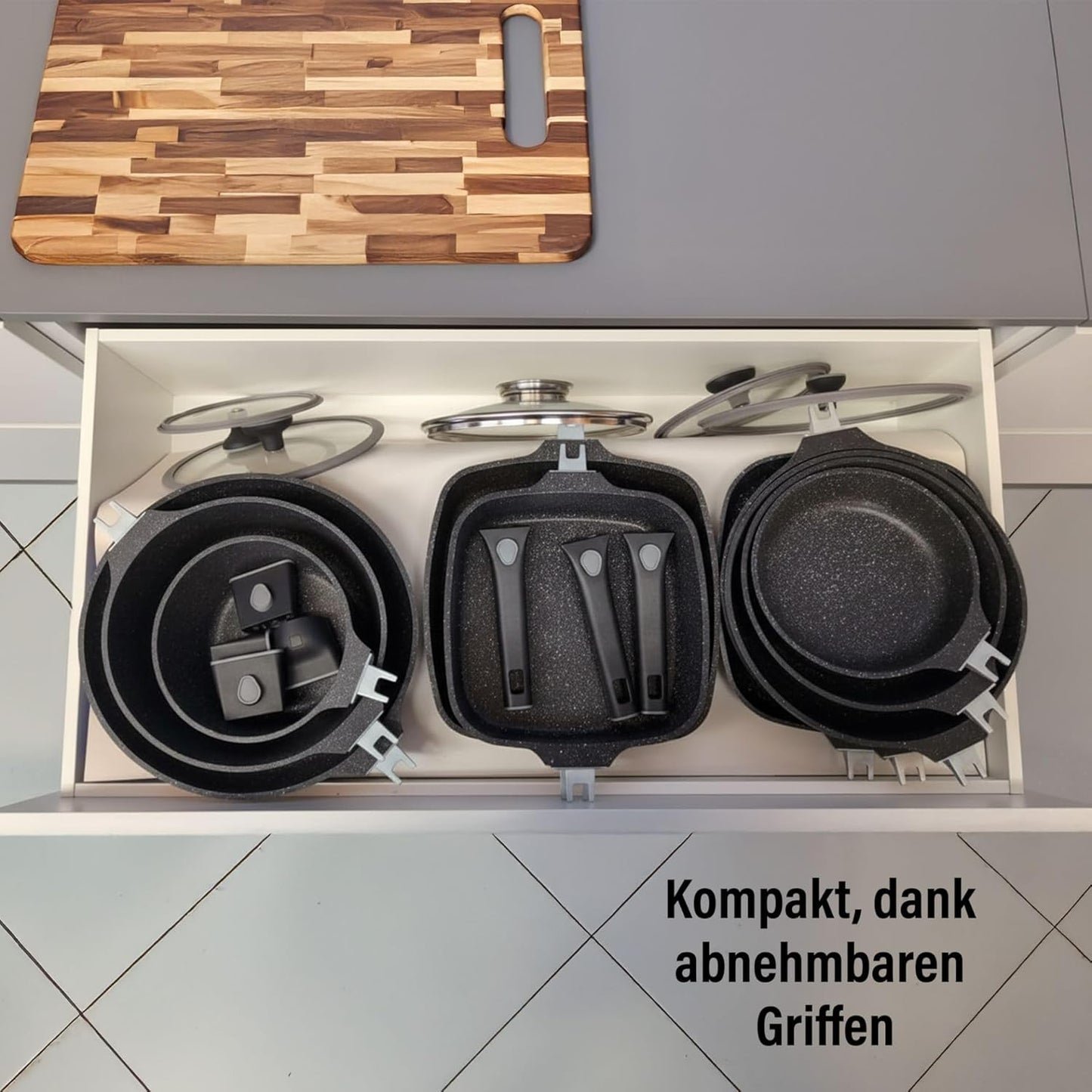 Grillpfanne mit abnehmbarem Griff