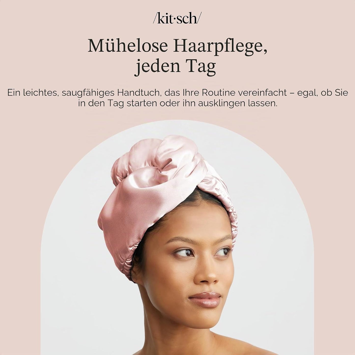 Satin Mikrofaser-Haarhandtuch, Blush