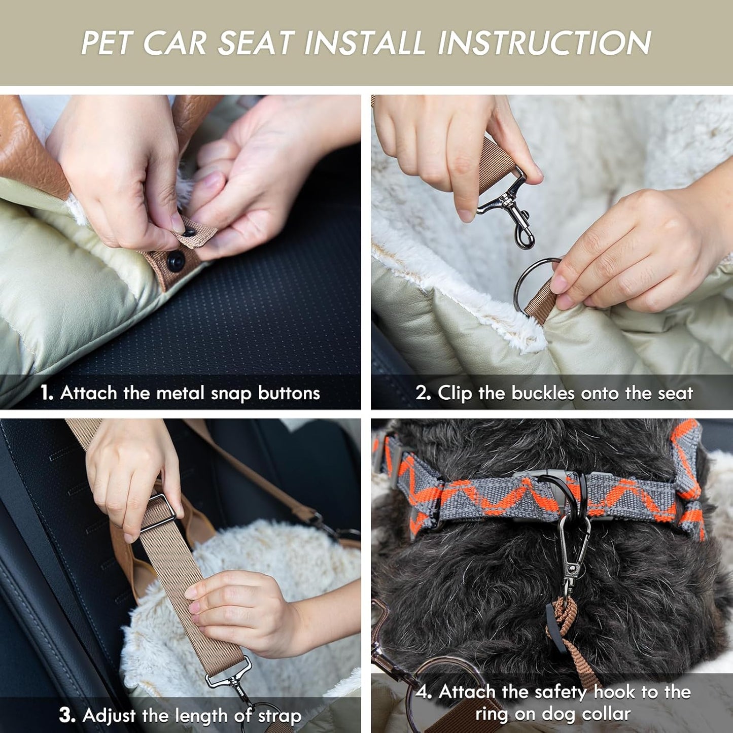 Rutschfester 3-in-1 Autositz & Tragetasche für kleine Hunde