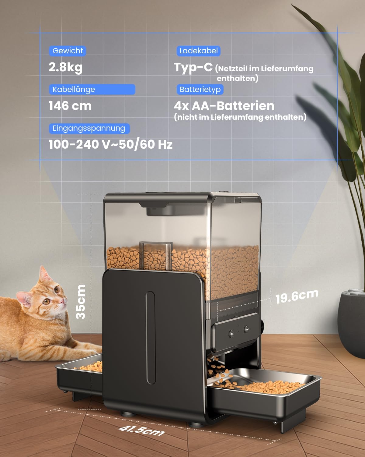 Futterautomat mit App-Steuerung, WiFi