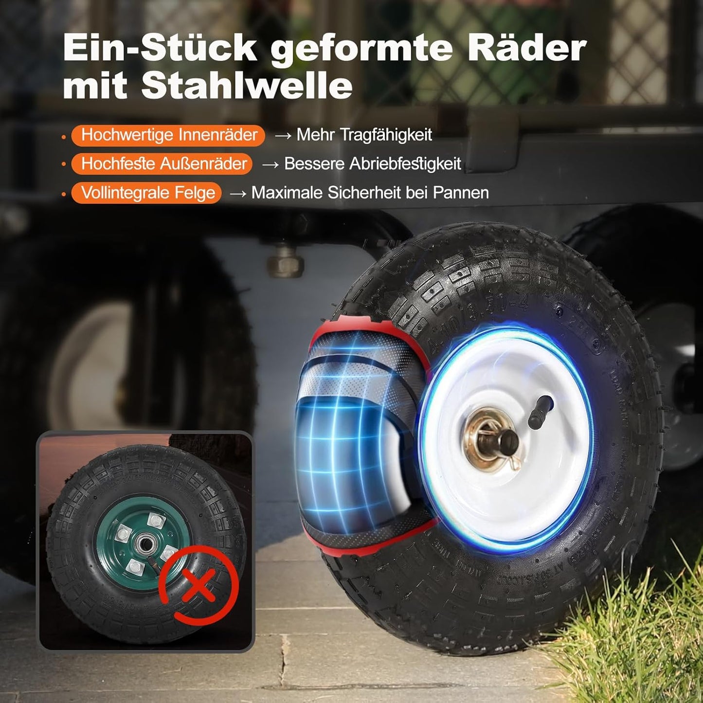 Bollerwagen Gartenwagen Titan-Serie, Grau 550kg