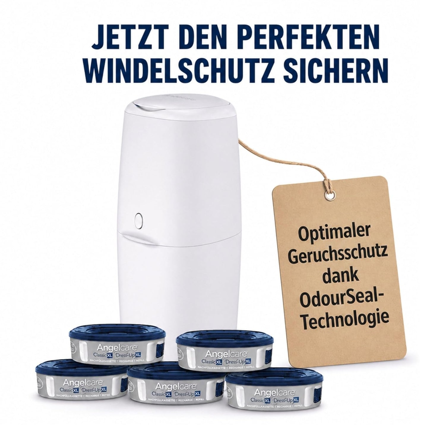 Windeleimer Classic XL mit 5 Nachfüllkassetten, 6-teiliges Set