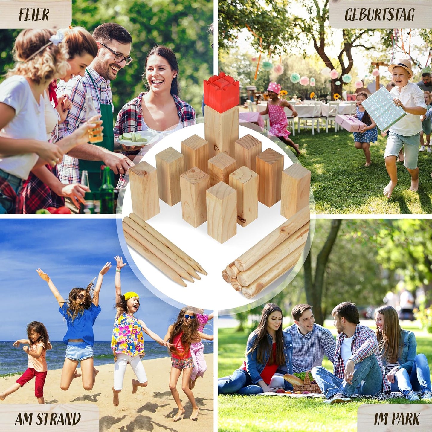 Wikinger Wurfspiel Kubb, Kubb Deluxe - 30 X 7 X7 Cm König