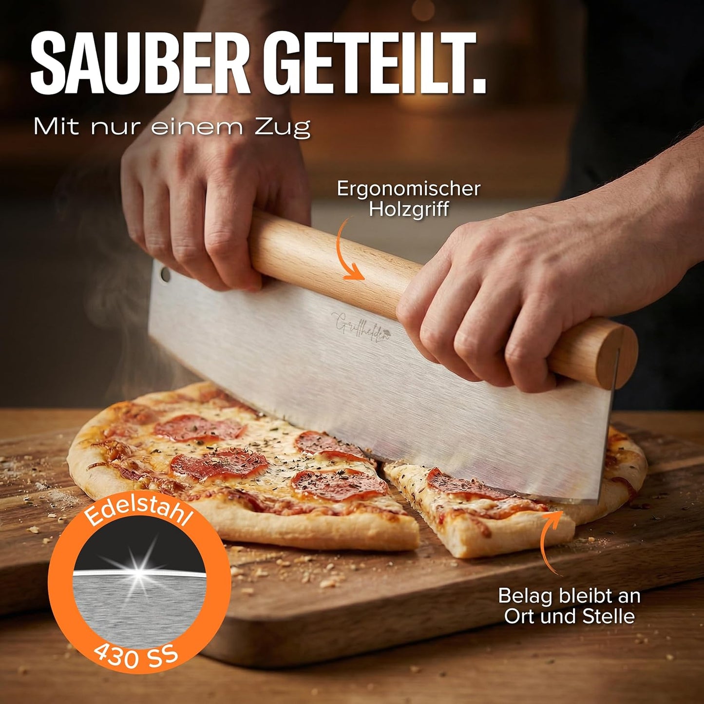 Pizzaschieber-Set mit Pizzamesser