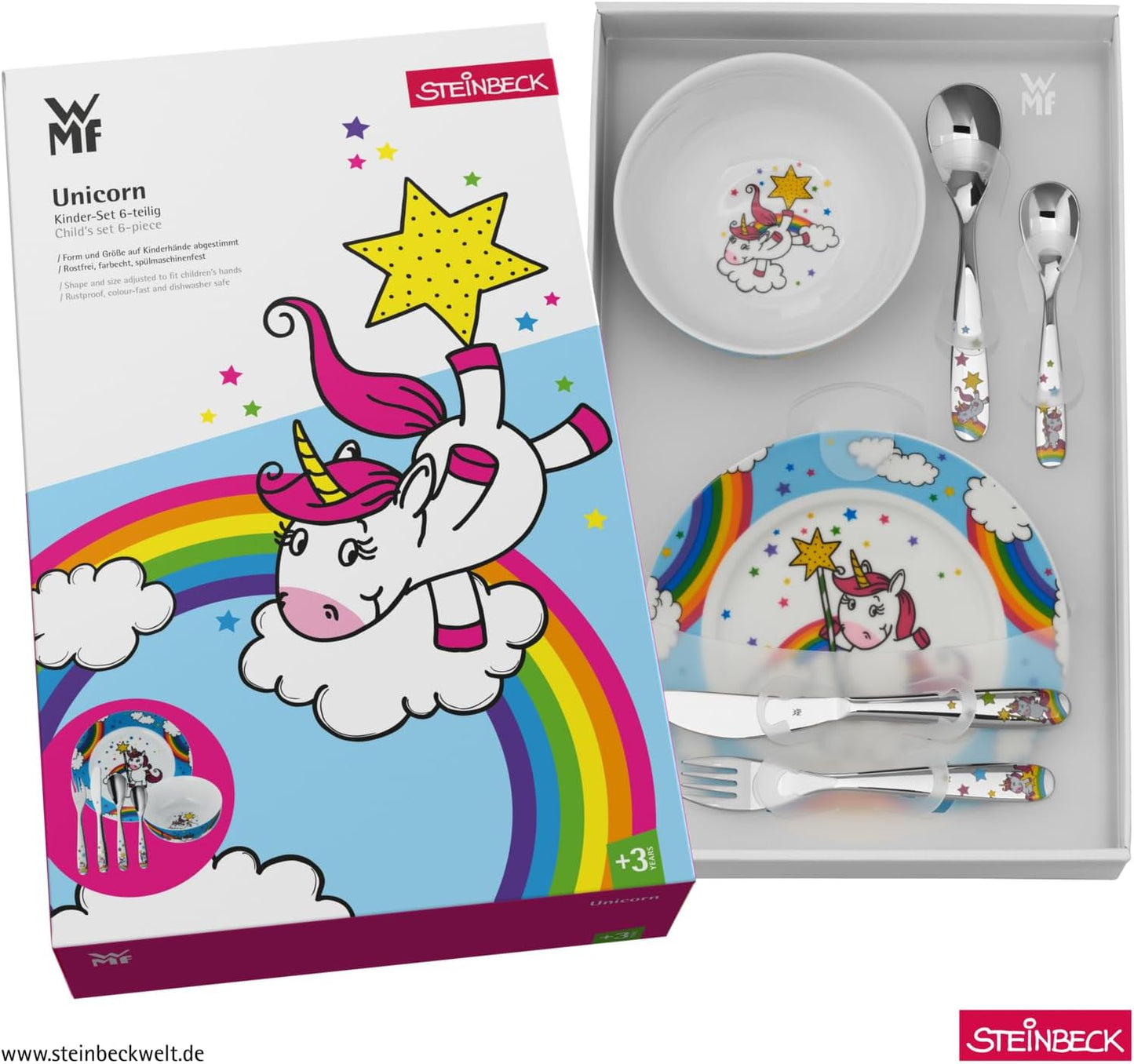 6-teiliges Kinderbesteck Einhorn, ohne Gravur