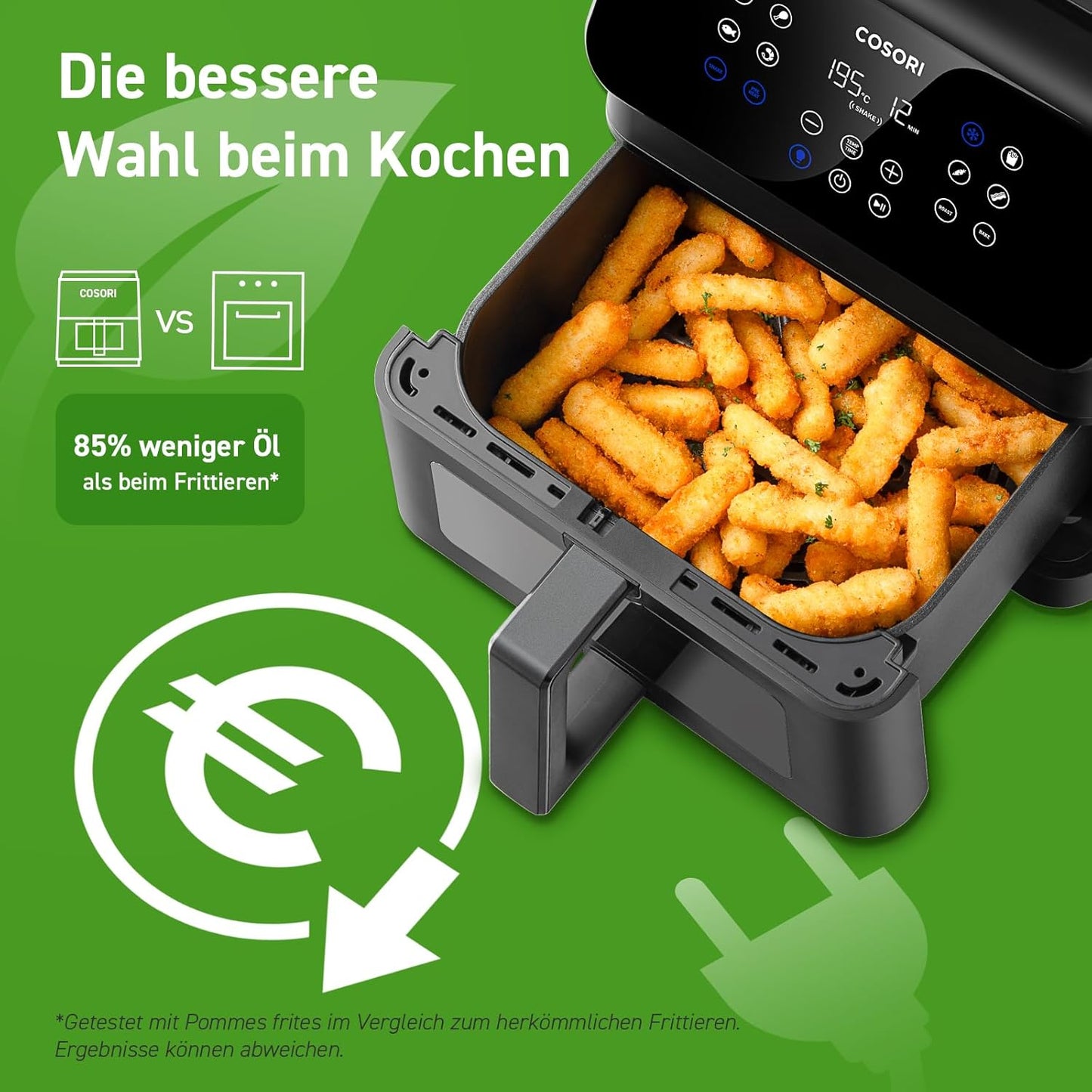 12-in-1 Heissluftfritteuse, Sichtfenster 6.2L Schwarz