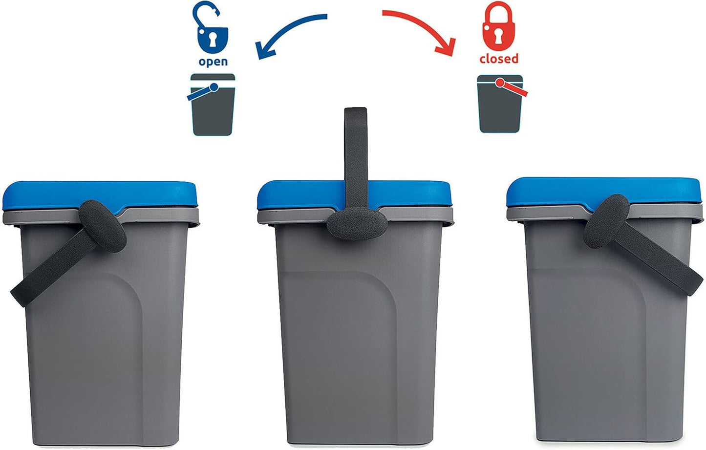 Geruchsdichter Biomülleimer mit Deckel, Blau 1
