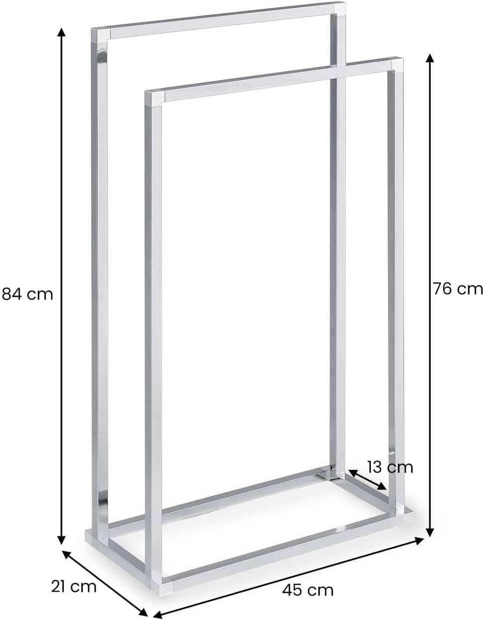 Mailo - Handtuchständer mit 2 Stangen, Chrom