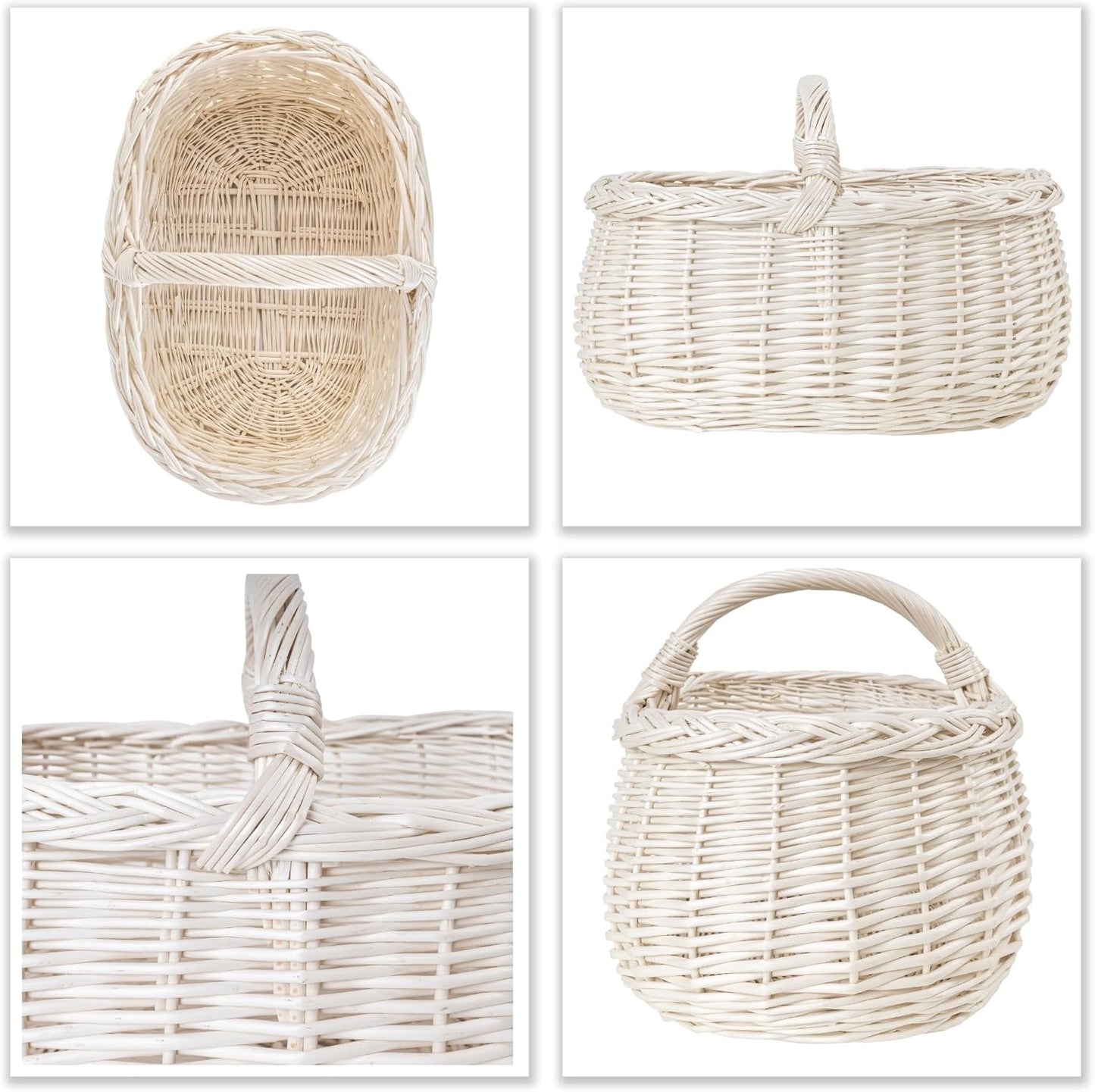 Picknickkorb mit Henkel, 45 x 32 x 34 cm Weiß (ohne Stoffeinlage)