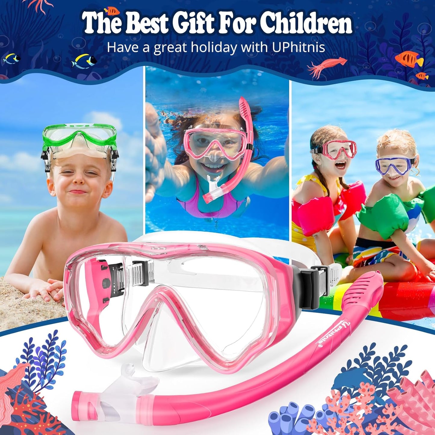 Schnorchelset für Kinder, Rosa