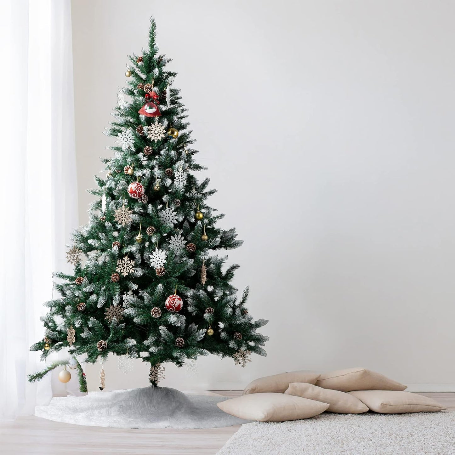 Künstlicher Weihnachtsbaum mit Schneeeffekt und Metallständer, 180 cm Schnee-effekt