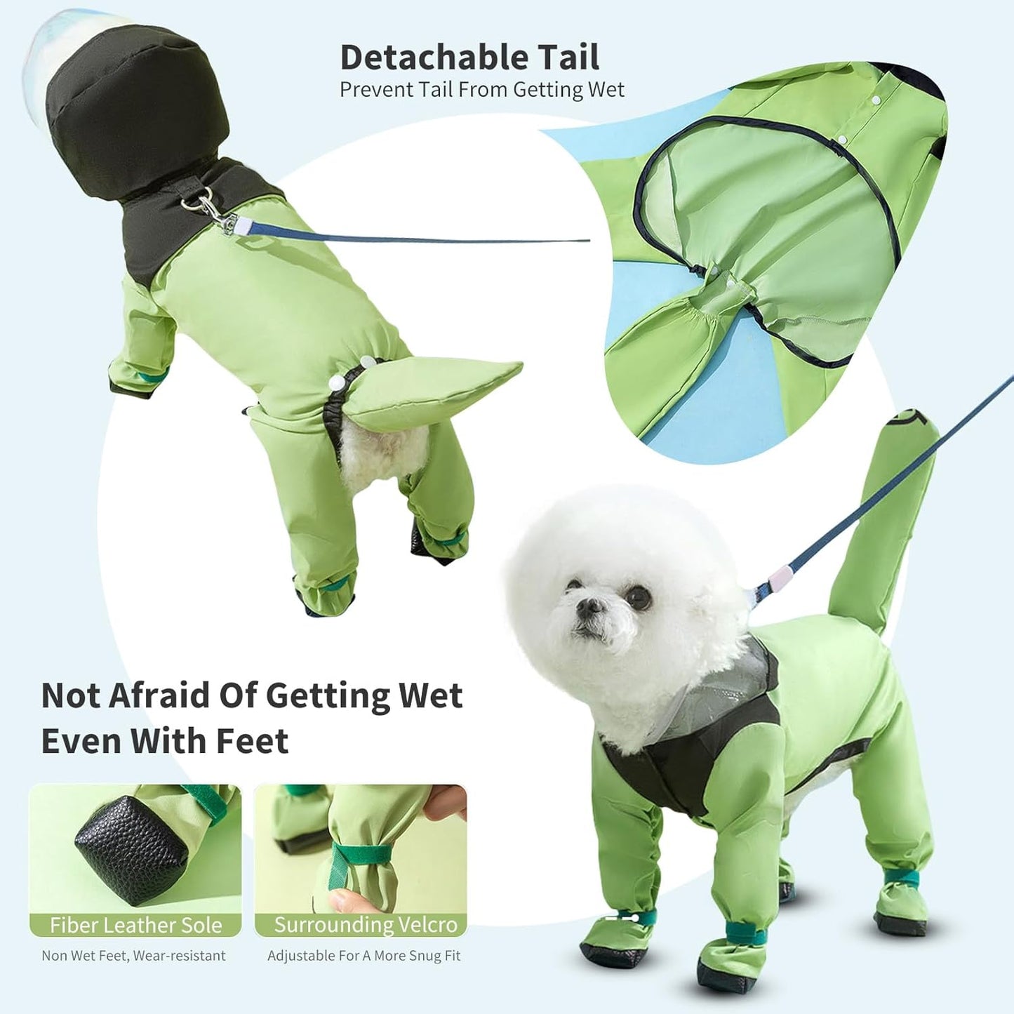 Wasserdichte Hunde-Regenjacke mit Kapuze, S Blau
