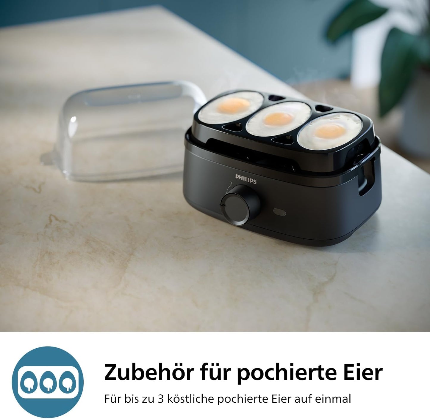 Eierkocher 3000-Serie mit Pochierschale HD9137