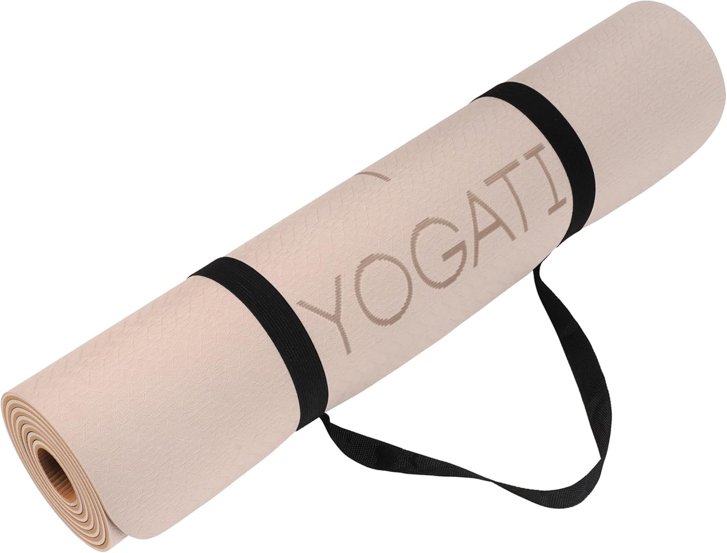 Rutschfeste Yogamatte mit Körperausrichtungspunkten, braun