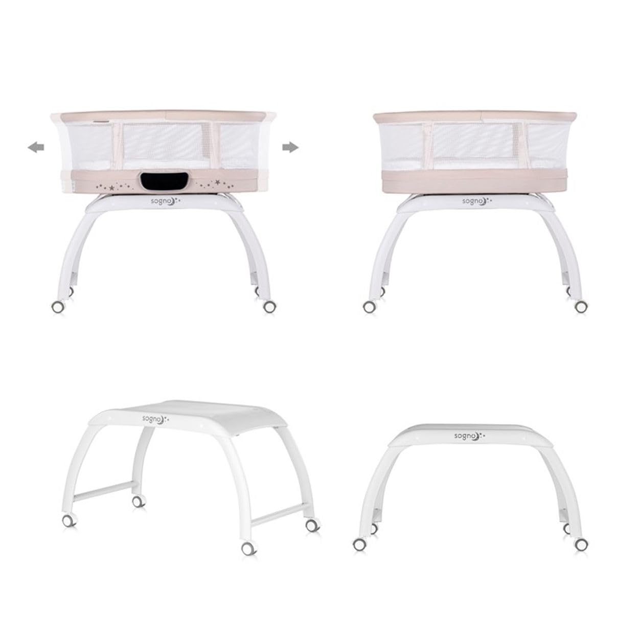 2-in-1 Beistellbett und Spieltisch Sogno mit Fernbedienung, Beige