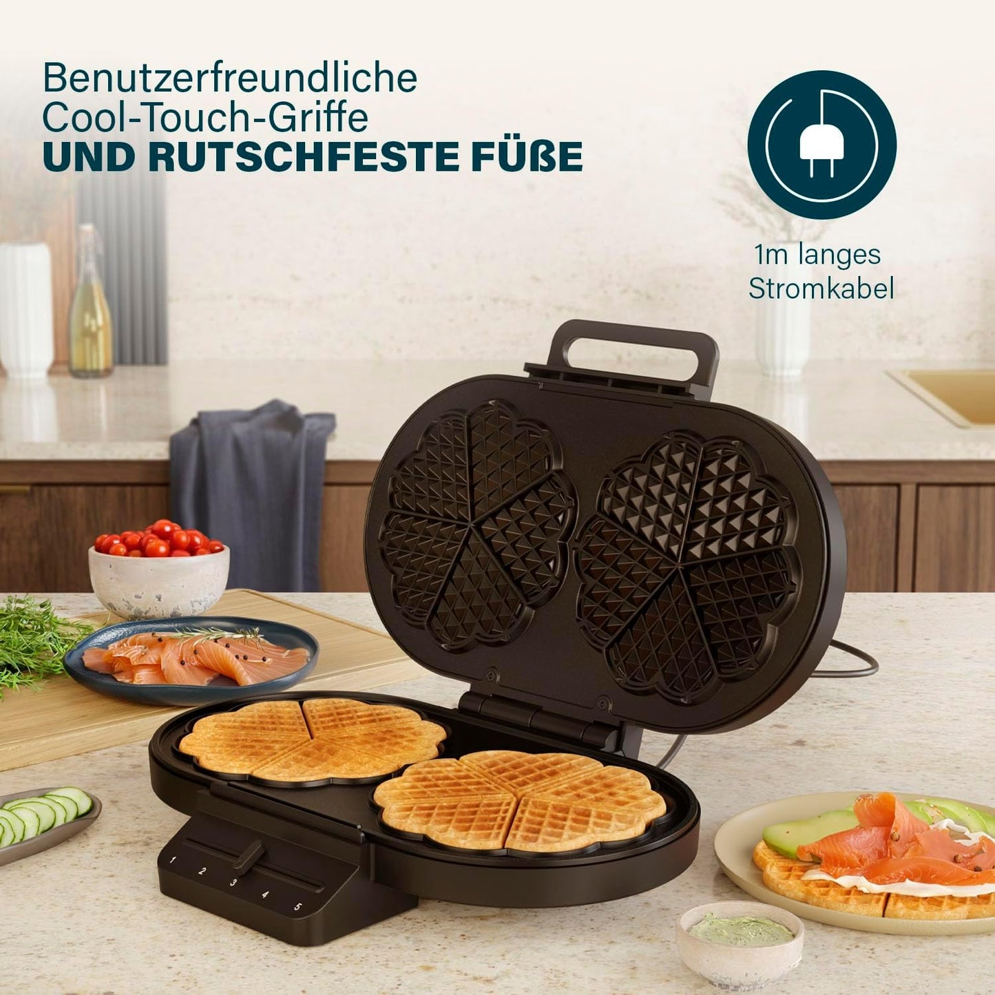 Waffeleisen für herzförmige Waffeln, Herzform Doppelt