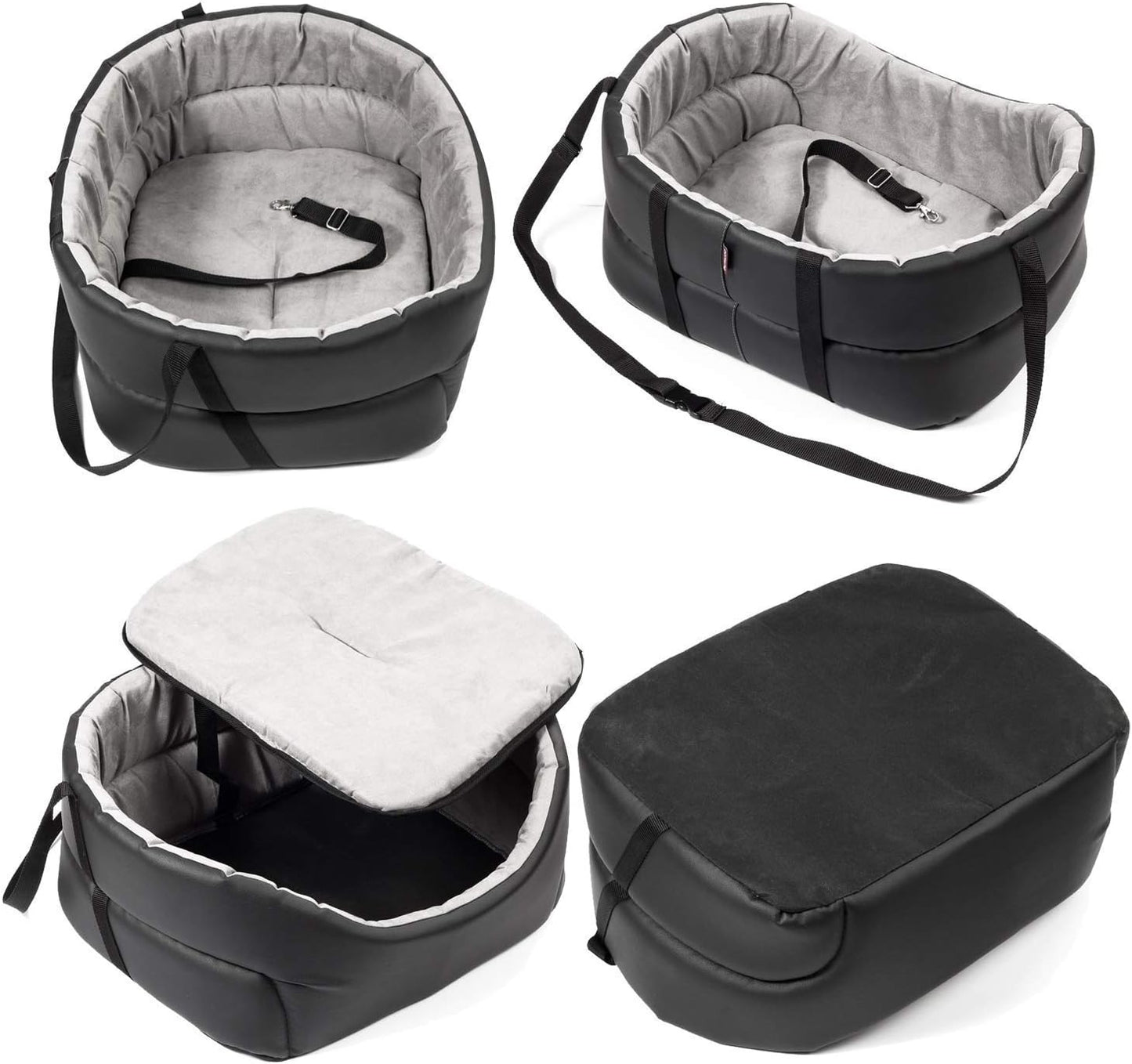 Hunde-Autositz, L (1er Pack) Schwarz - Kunstleder: Wildlederimitat