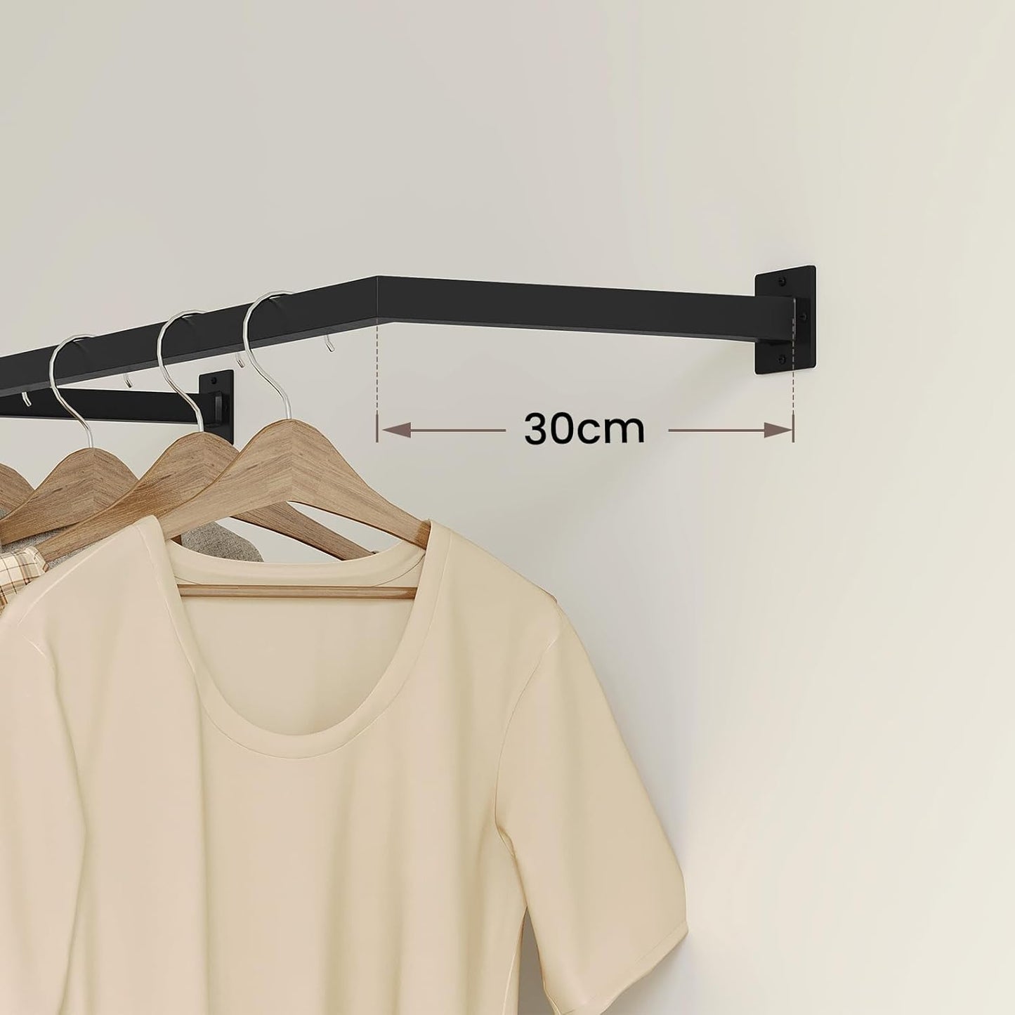 2er-Set Kleiderstangen zur Wandmontage, Schwarz 114cm/(2pack)