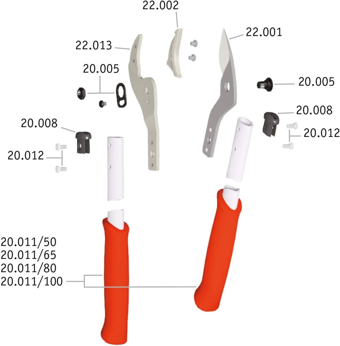 22 Profi Amboss Astschere 50 cm mit Bypass Geometrie, Länge 50 cm
