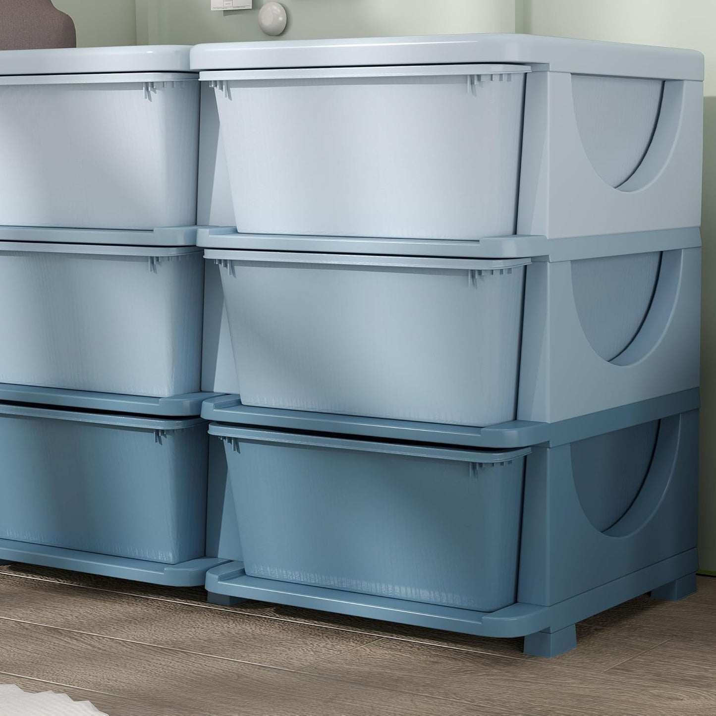 Spielzeug-Organizer mit Schubladen für Kinderzimmer, 113L x 37B x 56,5H cm Blau