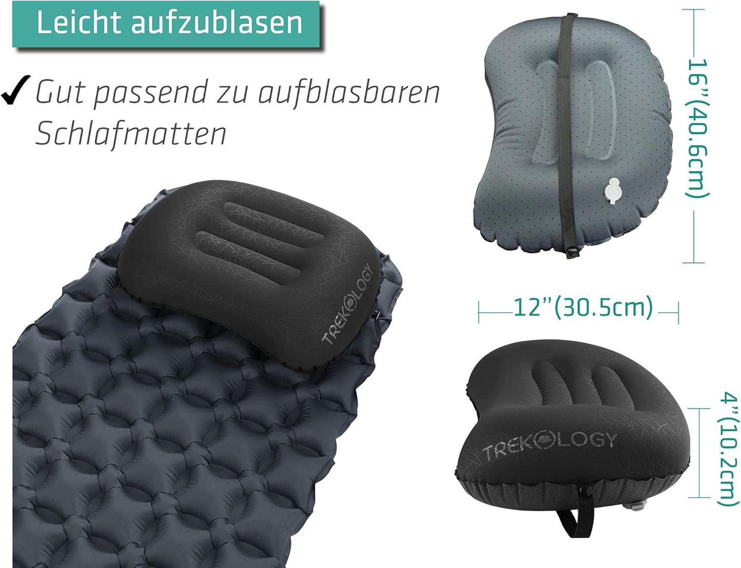 Aufblasbares Camping-Nackenkissen Aluft 2.0, Aluft 2.0 (Schwarz)