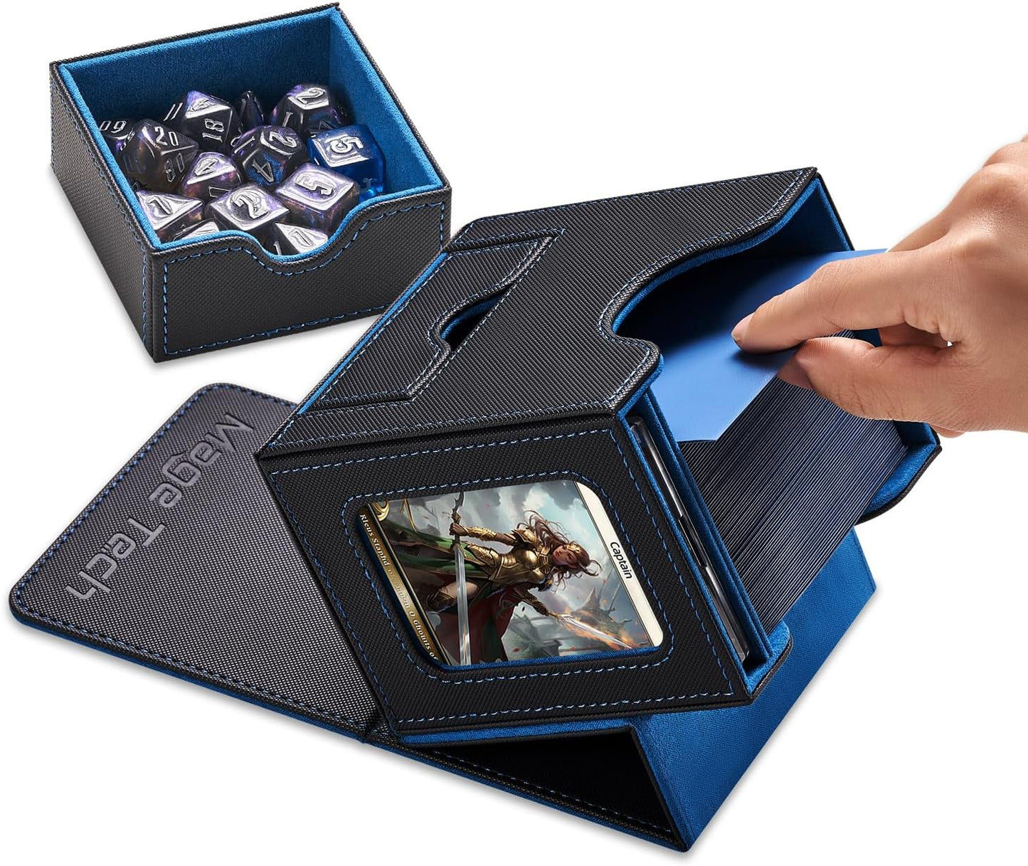 Commander Deck Box mit Würfelablage, 2. Enigma (Schwarz/Blau)