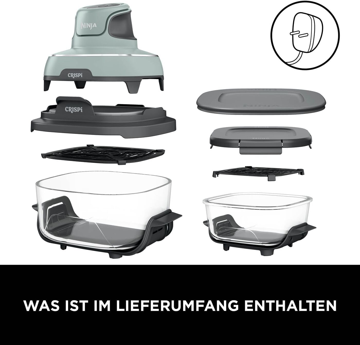 Crispi 4-in-1 Heissluftfritteuse FN101EUSG, Sage