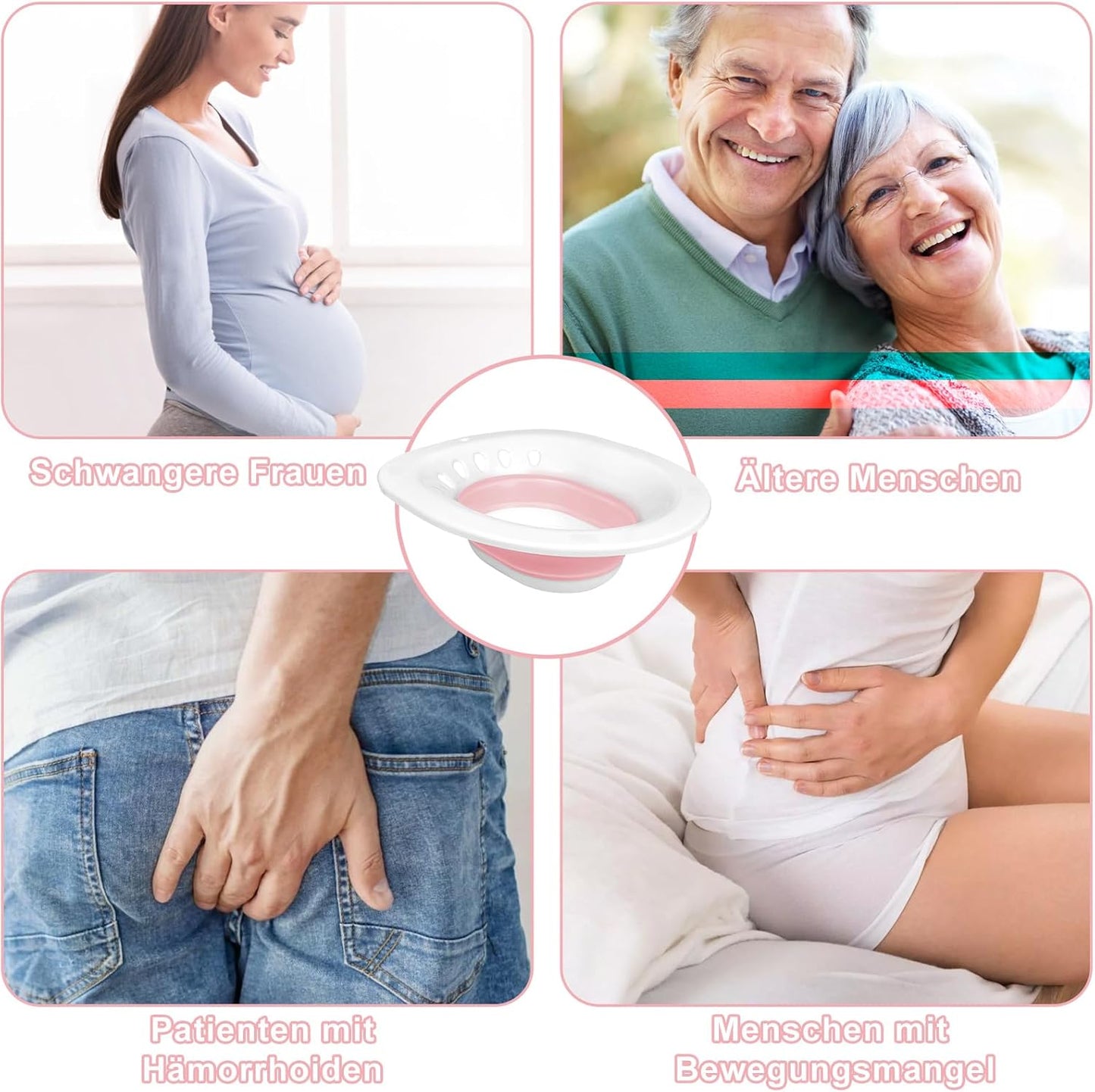 Sitzbad für Hämorrhoiden und Wochenbettpflege, Hellrosa