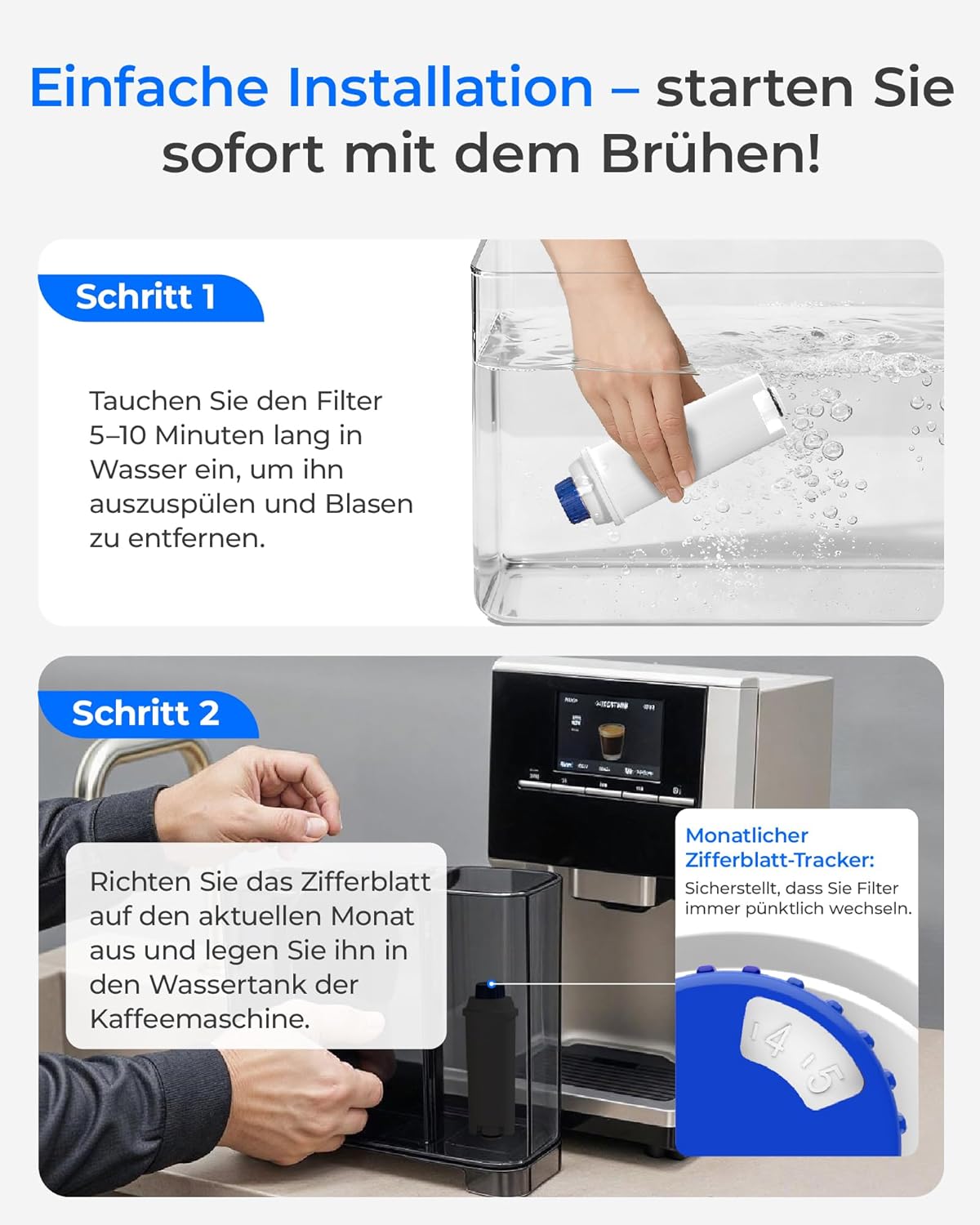 Low-TDS Kaffeefilter für De'Longhi, 4er-Pack, Low-TDS 4 Stück (1er Pack)