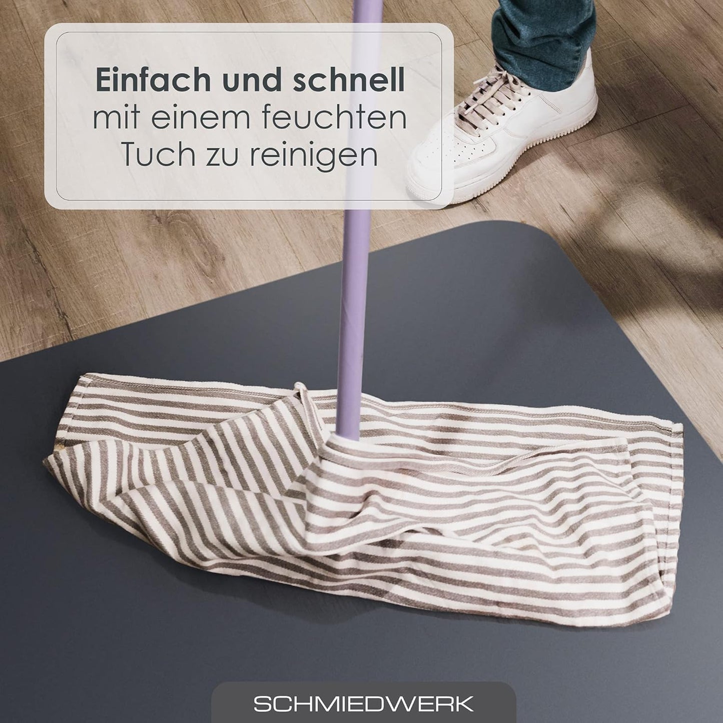 Kratzfeste Bodenschutzmatte für Bürostühle, Fussbodenheizung geeignet, Anthrazit 90 x 120 cm