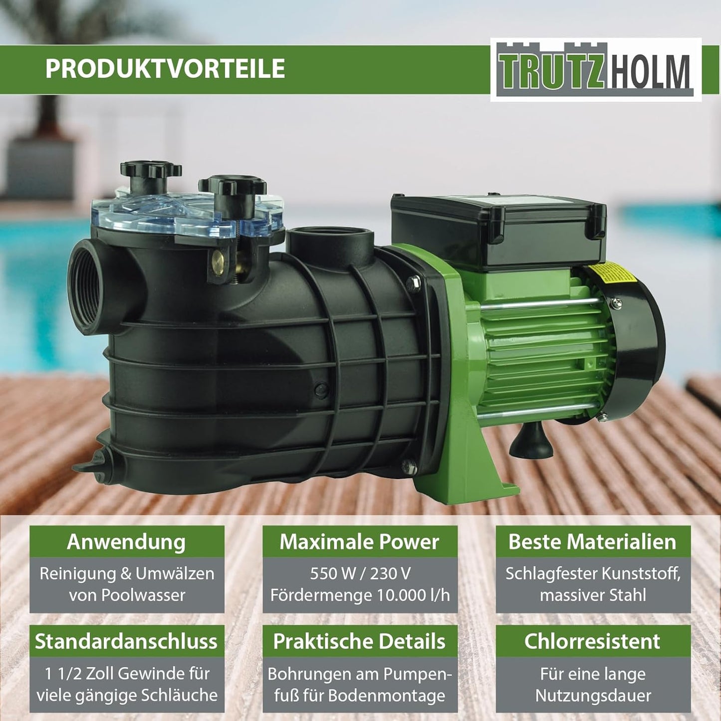 Schwimmbadpumpe, 550W / 10m³l/h