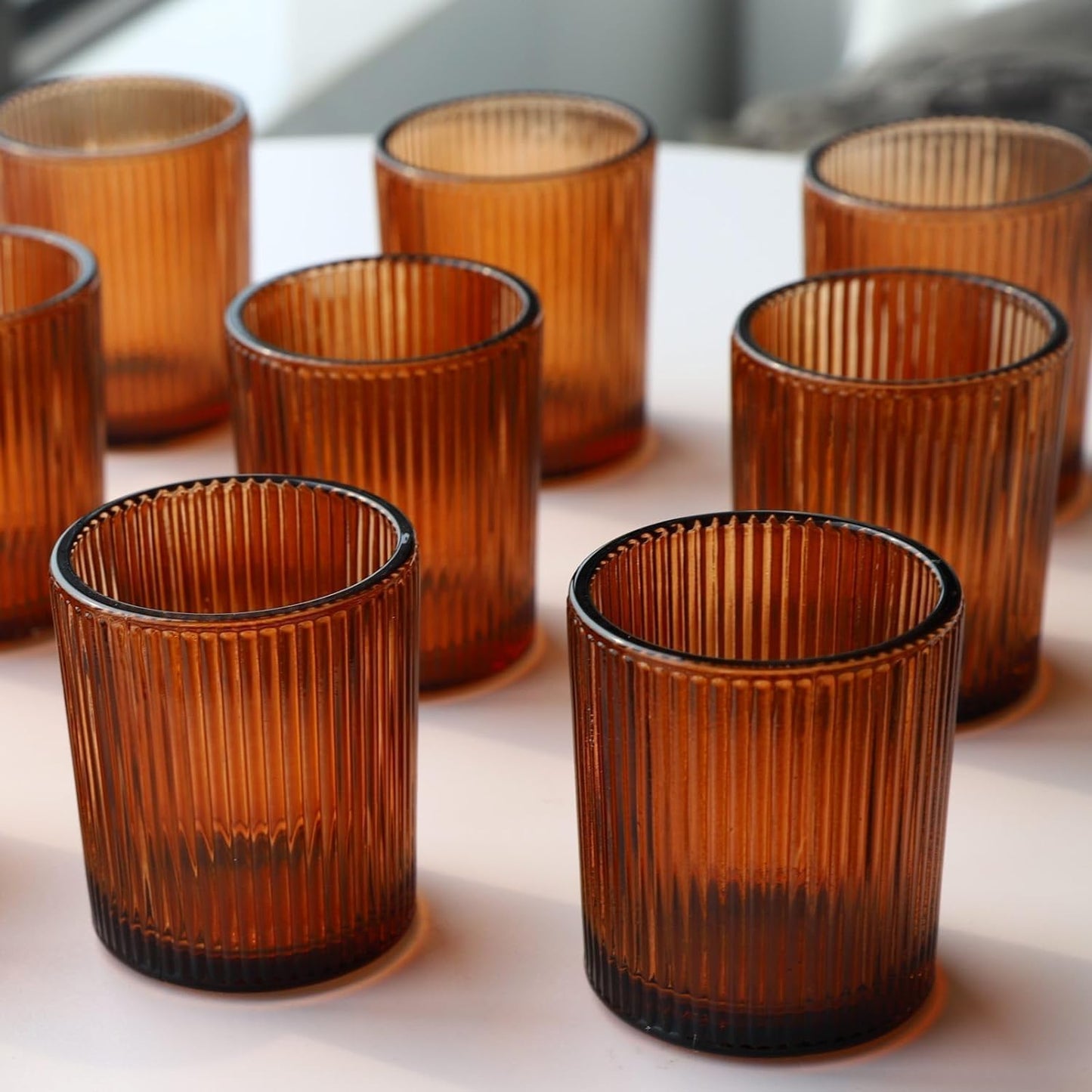 Teelichthalter-Set für Tischdekoration (12 Stück), Braun