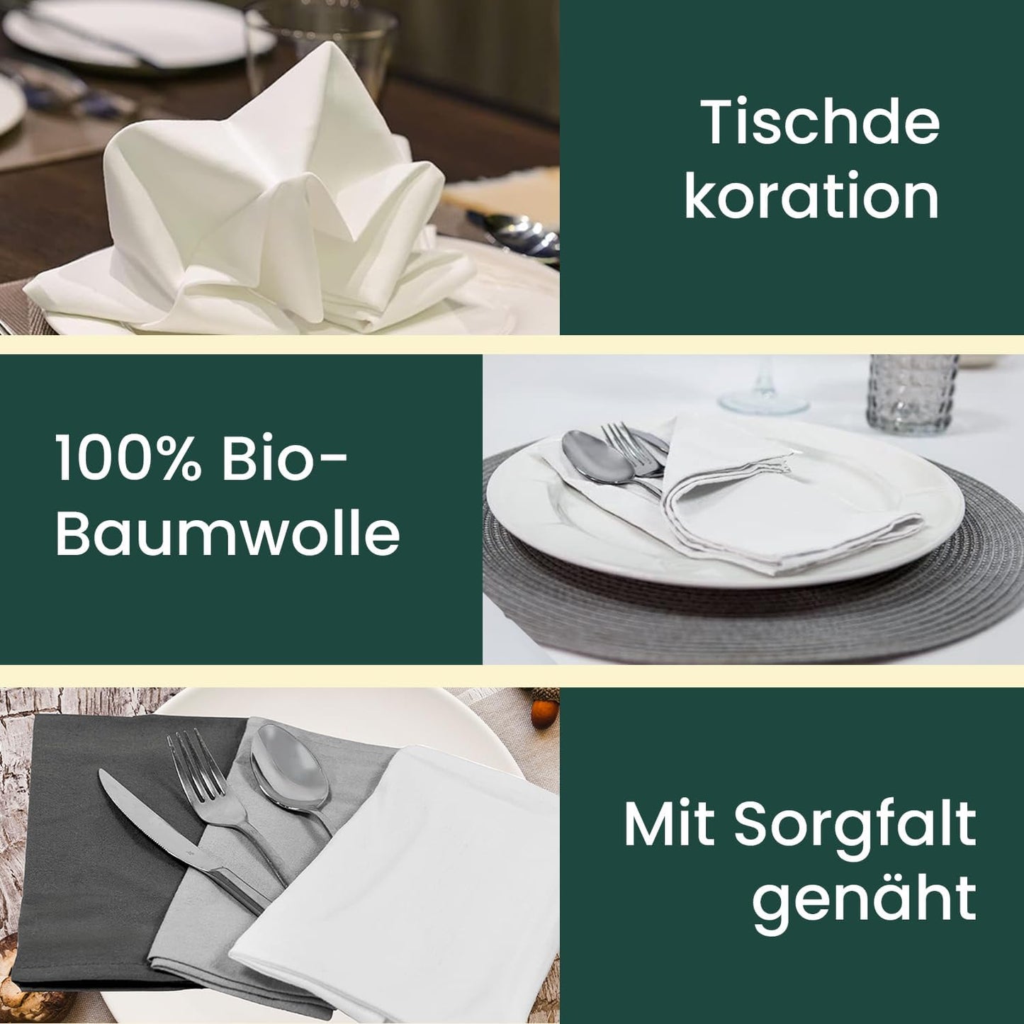 12er-Set Stoffservietten, 45 x 45 cm (12er Set) 1) Weiß