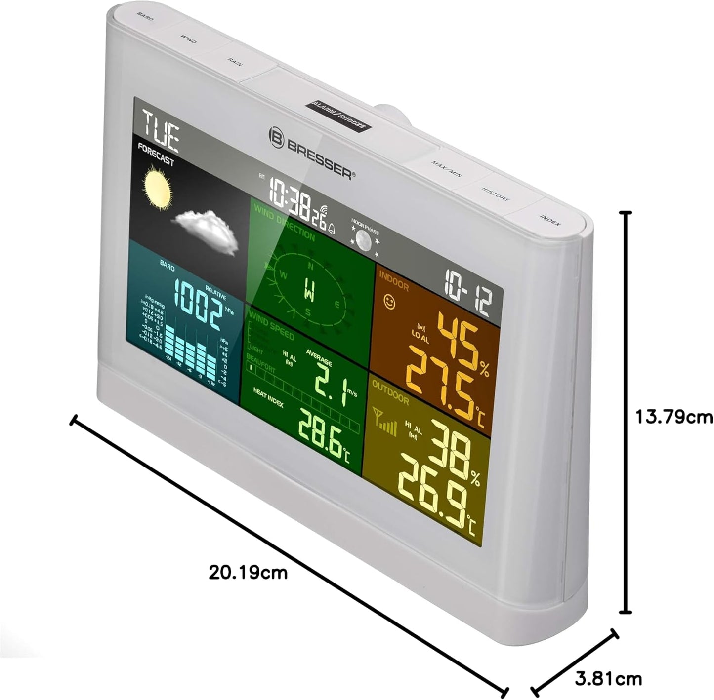 5-in-1 Funk-Wetterstation mit Aussensensor, weiss Single