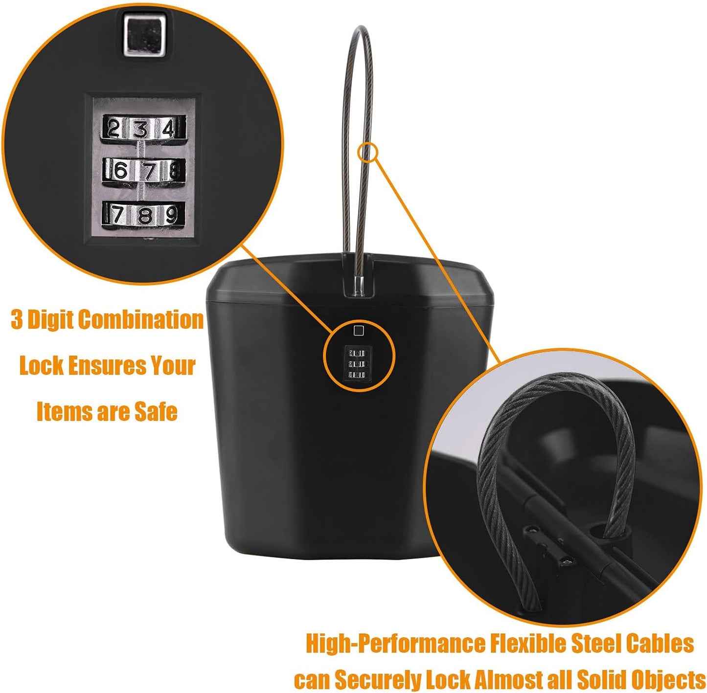 Mini Cipher Box - Tragbare Schliessbox für Reisen, Schwarz