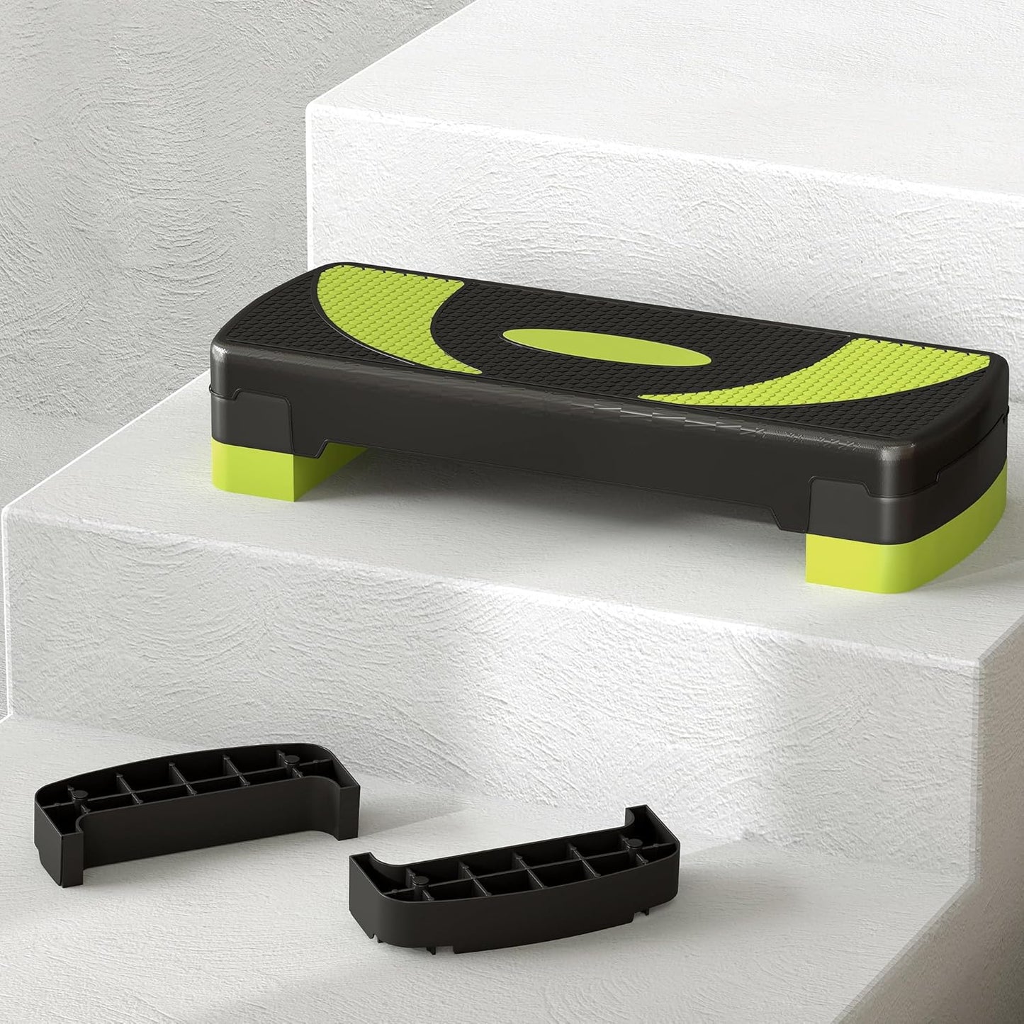 Höhenverstellbarer Aerobic-Stepper (bis 150 kg), Schwarz+Grün