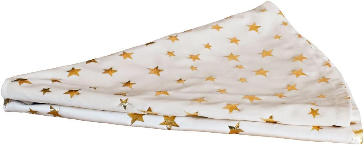 Kuschlige runde Christbaumdecke, Beige / Sterne