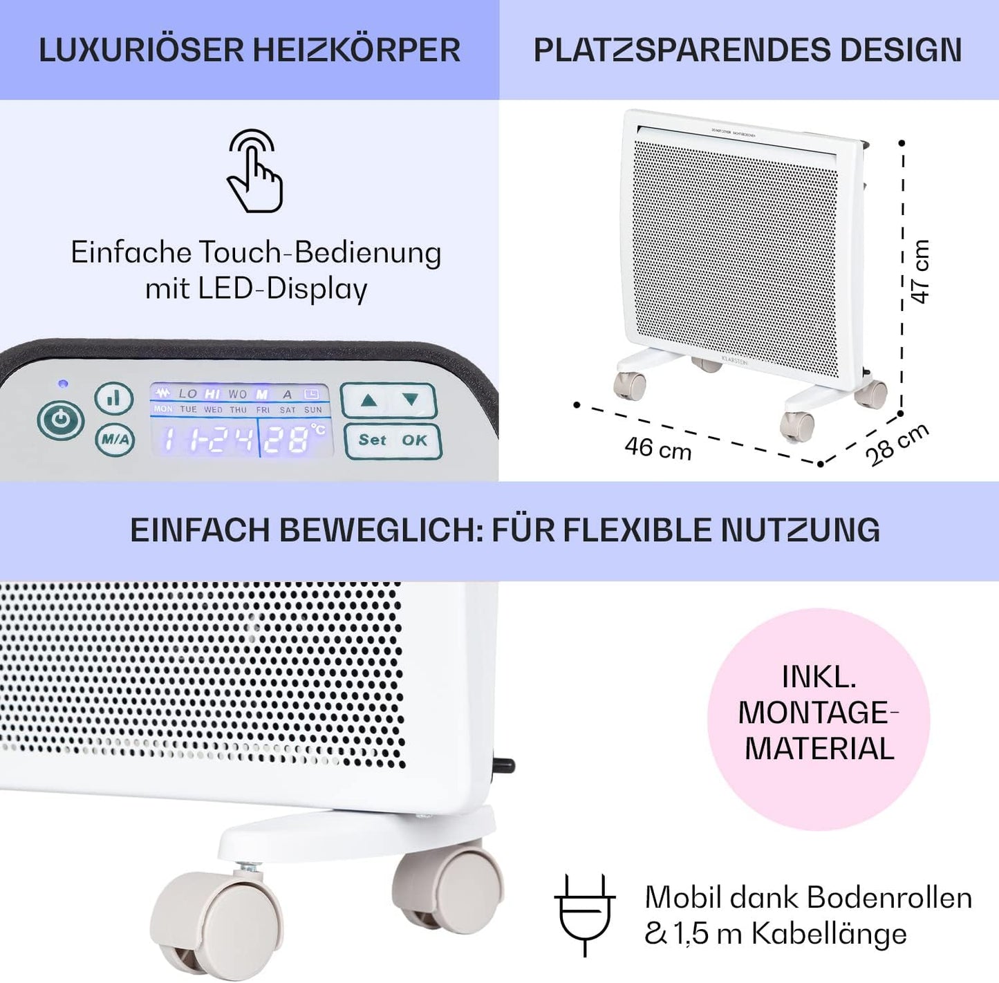 2-in-1 Heizgerät, 1000 Watt ; Weiss