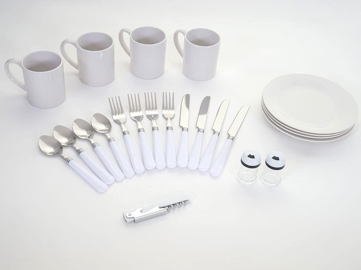 Picknickkorb-Set für 4 Personen, Grau-grün