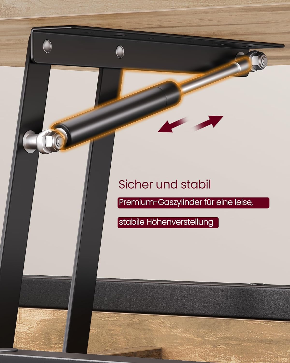 Höhenverstellbarer Couchtisch mit Stauraum, Kamelbraun+ Tintenschwarz
