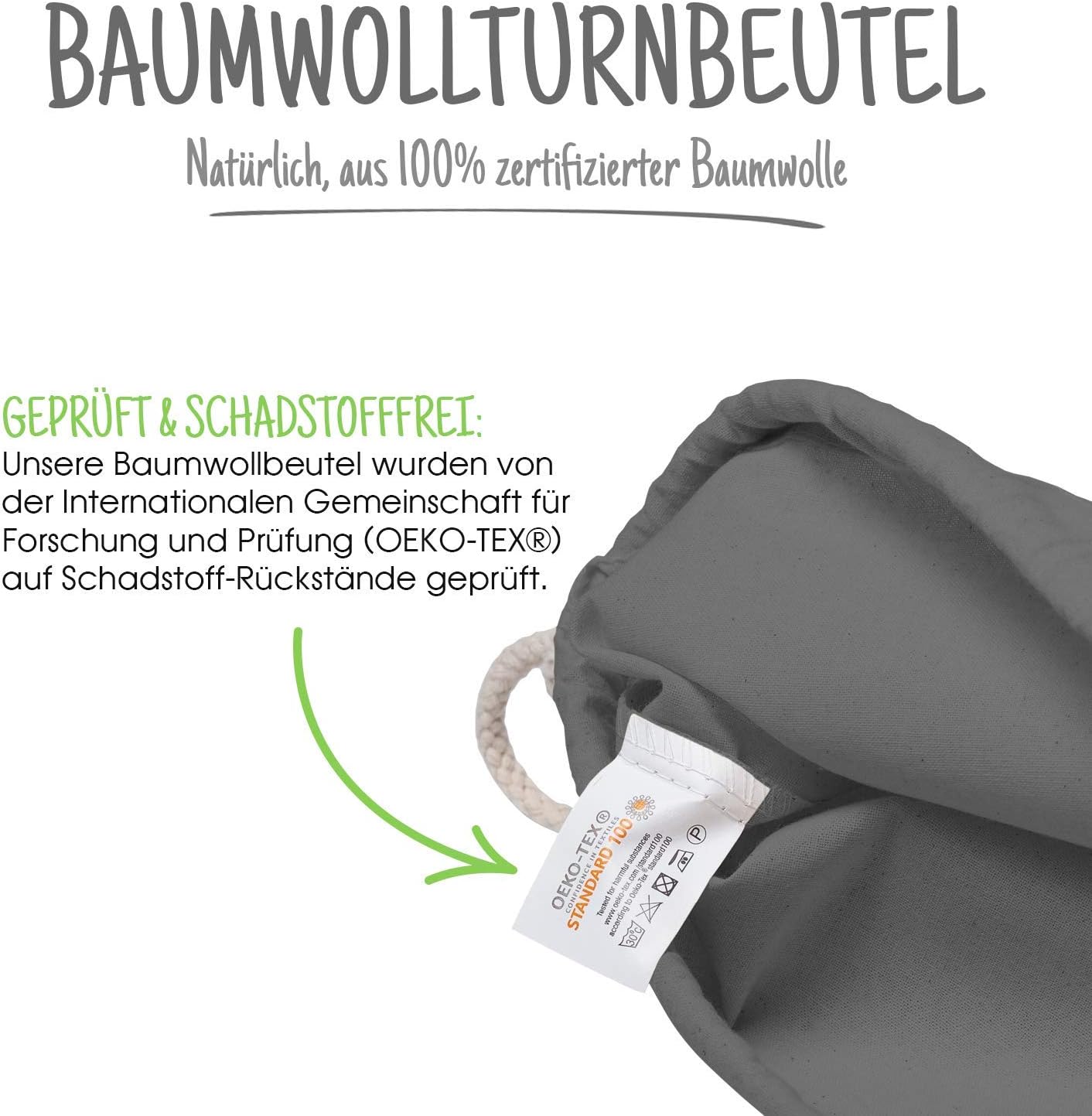 10er-Set Turnbeutel, Stahlgrau 38 x 42 cm