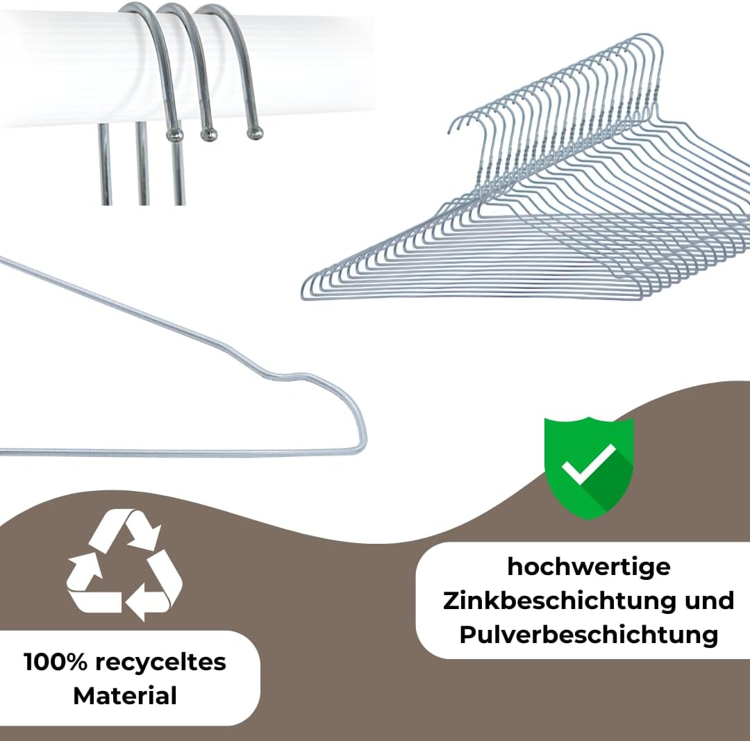 Drahtkleiderbügel, 100 Stück, Silber 100 Stück